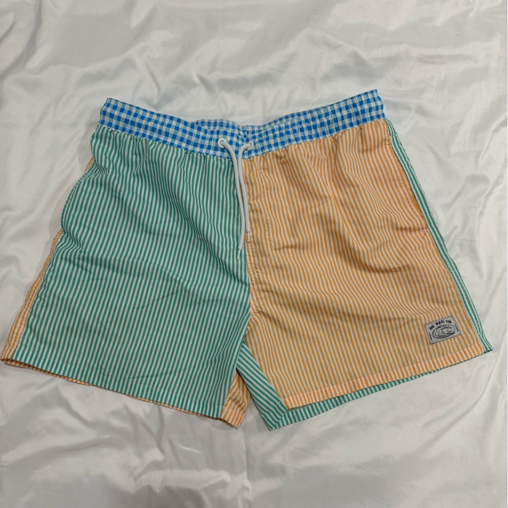 Big Wave Fun Surf Club Striped Swim Trunks